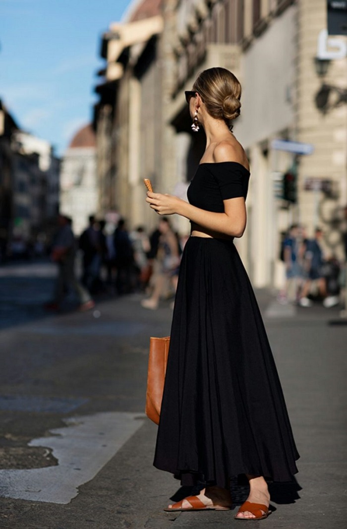 Váy maxi đen huyền bí