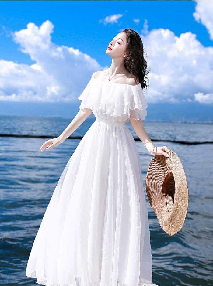 Váy maxi trắng thanh khiết